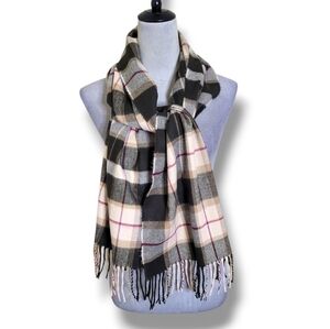 100% Cashmere Plaid Scarf Made in Germany Hand Tailored 65x12